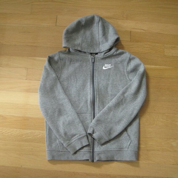 Nike Boys Sportswear Club Full-Zip Fleece Hoodie Light Grey Sz M Cotton Blend - Picture 6 of 7